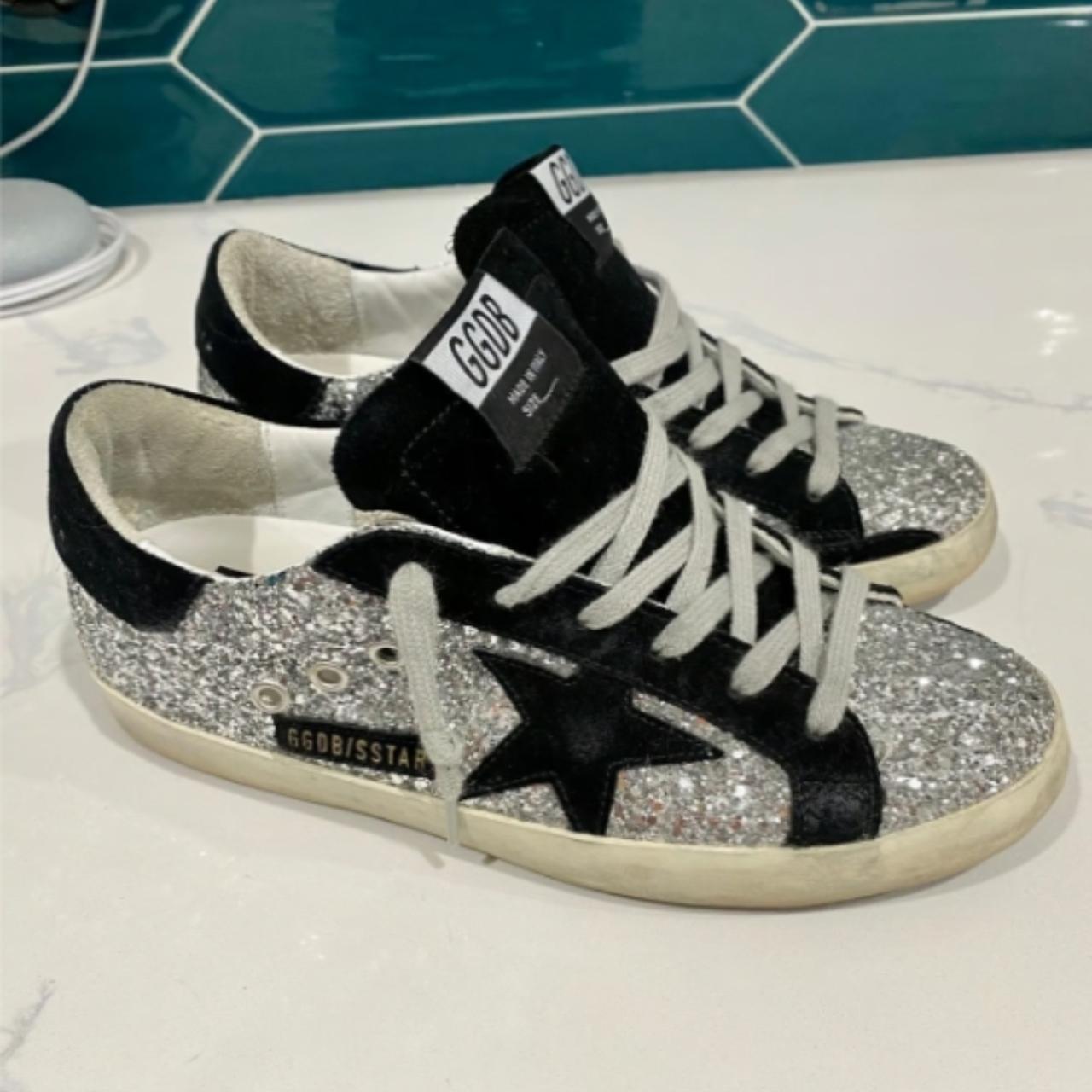 Golden Goose Silver Glitter Black Star Authentic Depop