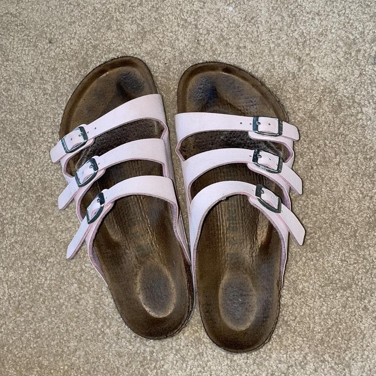 Birkenstock Women's Pink and Brown Sandals | Depop