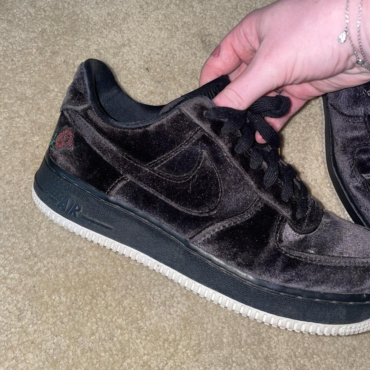 black velour air force ones womens size 8 wear on... Depop