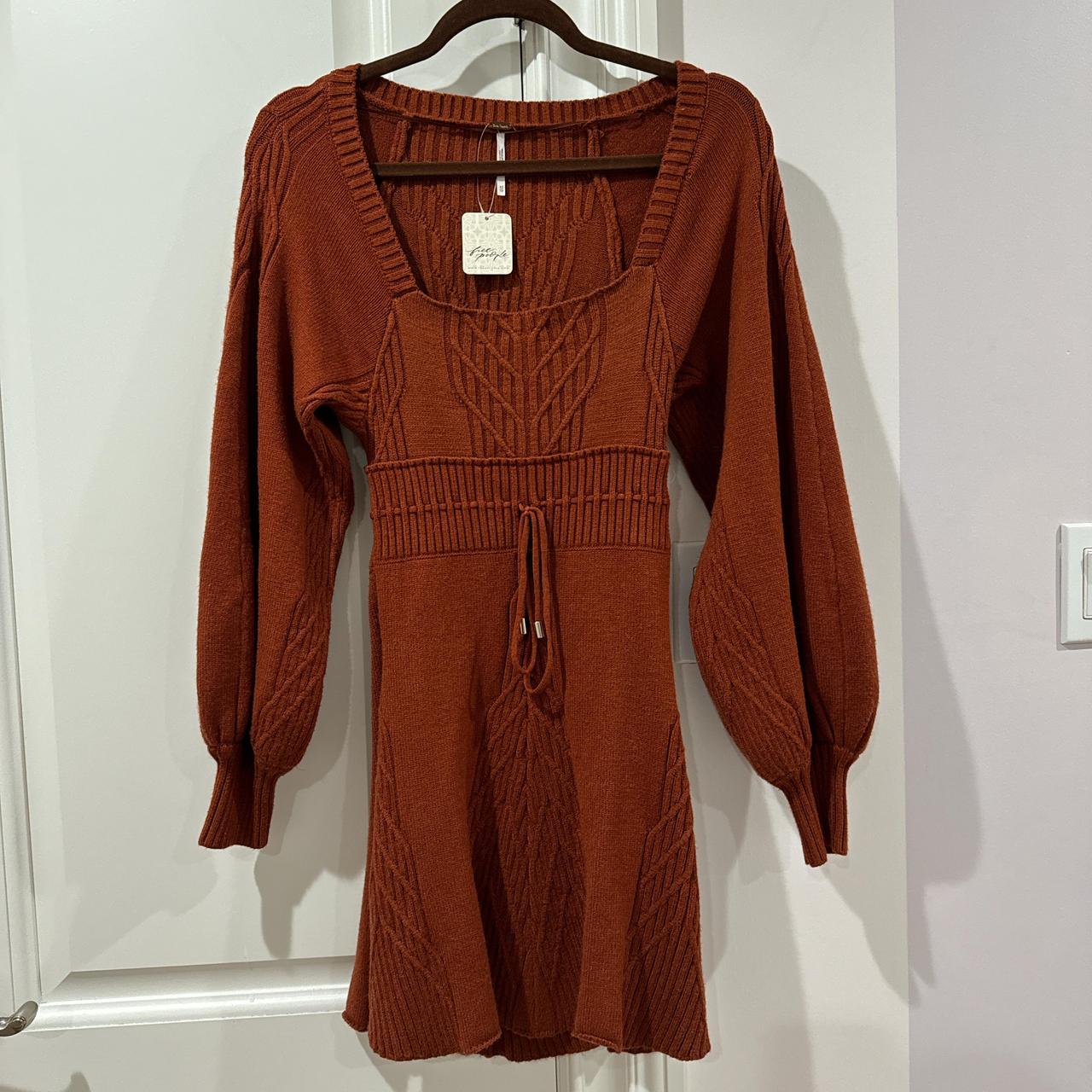 Free People burnt orange sweater dress with a Depop