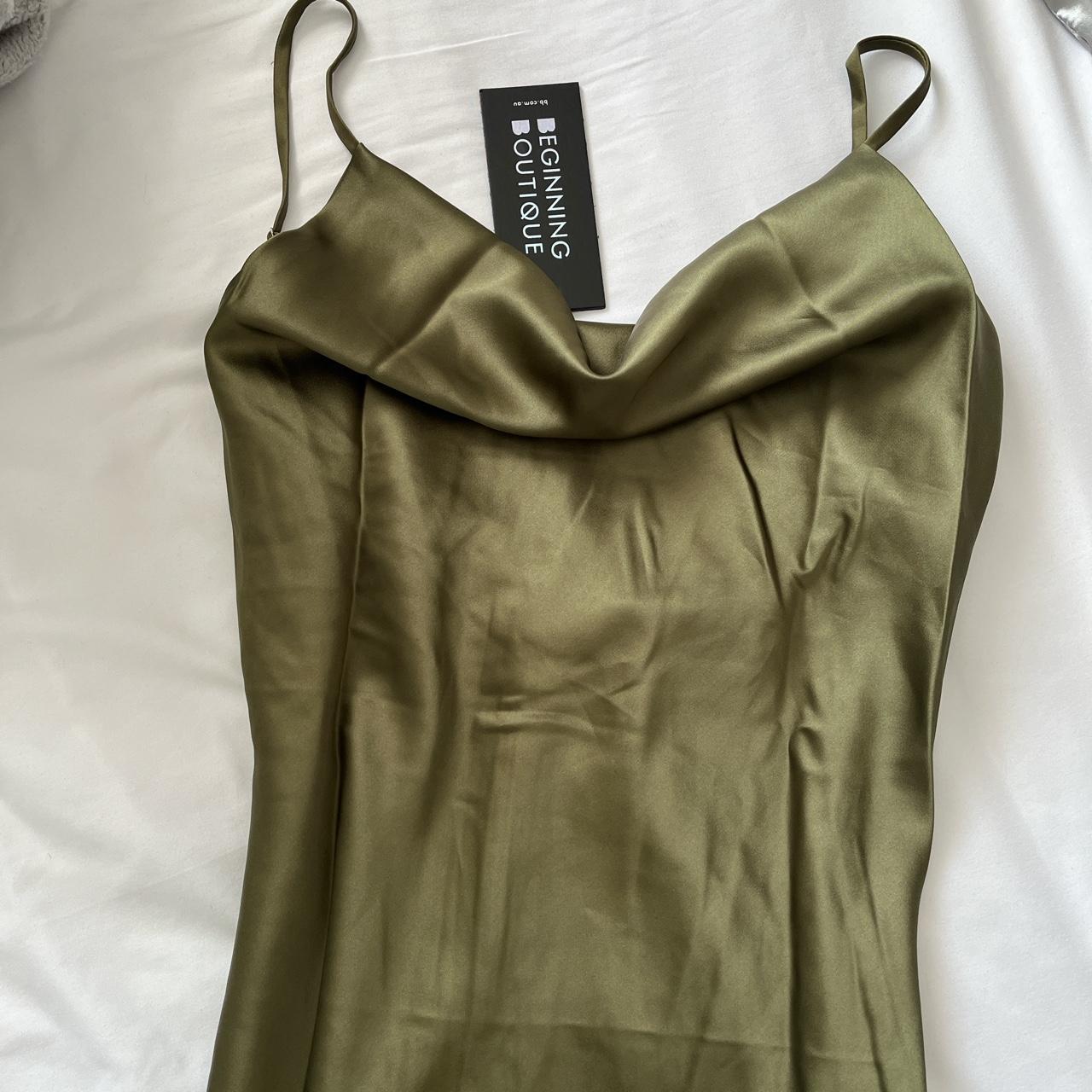 Schiffer Slip Midi Dress Khaki – Beginning Boutique