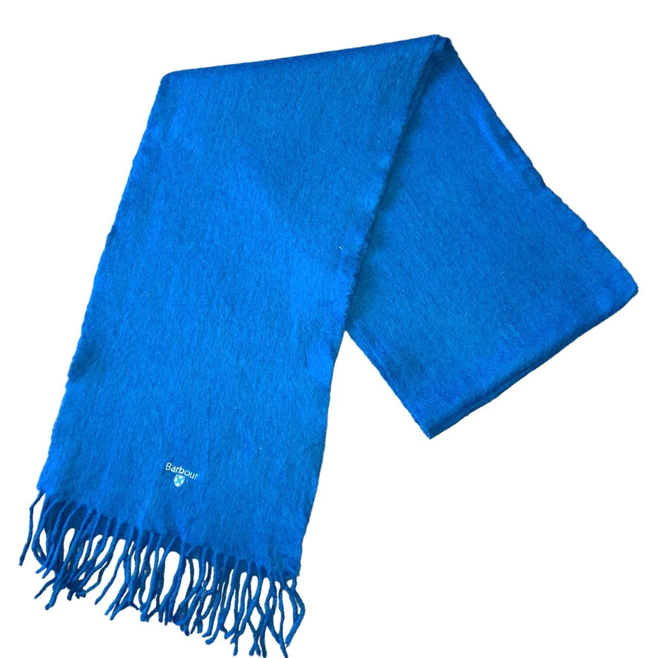 Barbour Men's Blue and White Scarfwraps Depop