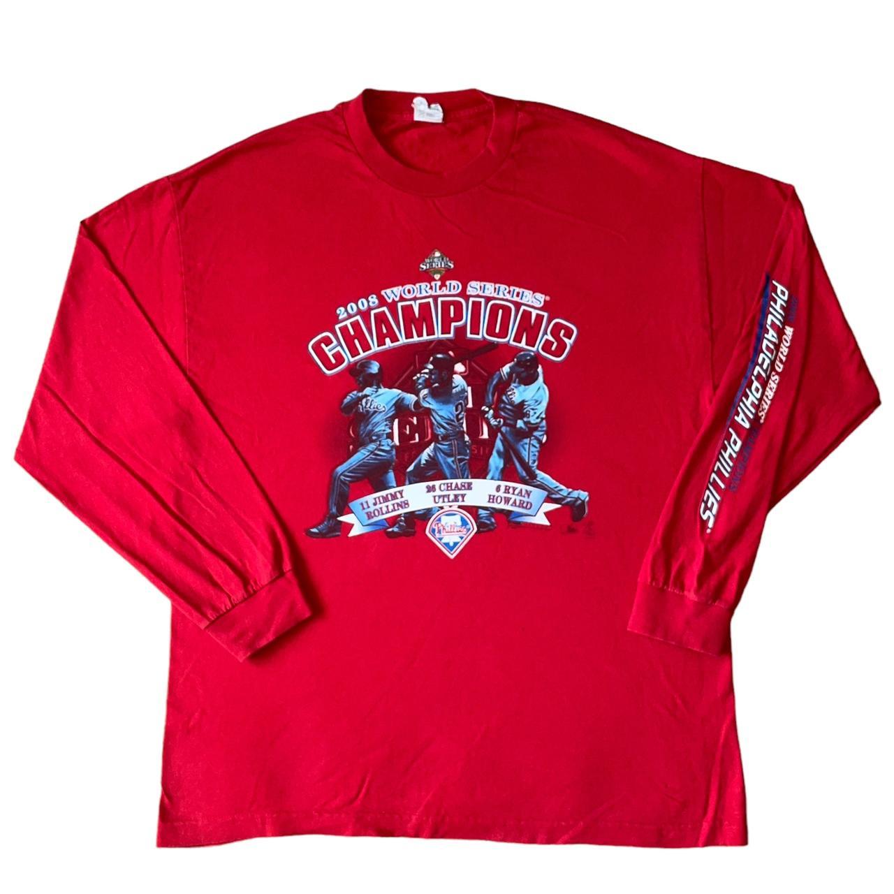 Jimmy Rollins Philadelphia Phillies Men's Red Backer Long Sleeve T-Shirt 