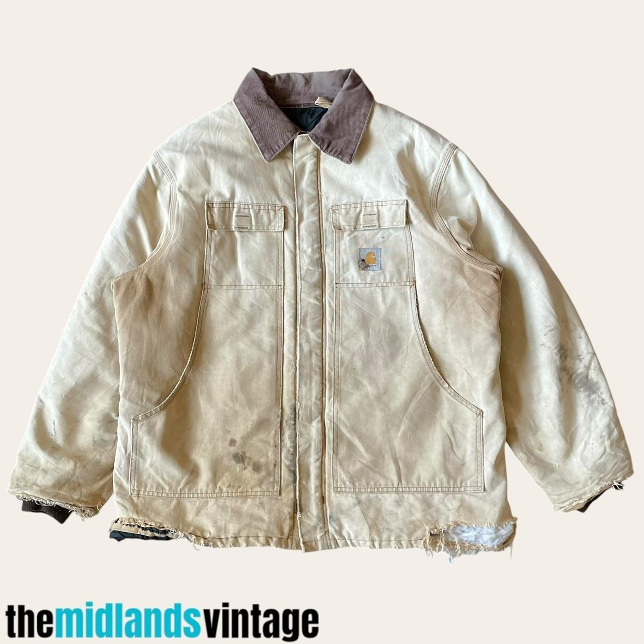 Vintage carhartt Harrington jacket Vintage beige. Depop