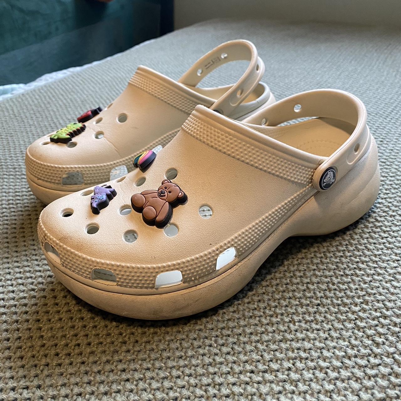 Platform cream crocs !! 🌈 bought 5 months ago 🌈 size... - Depop