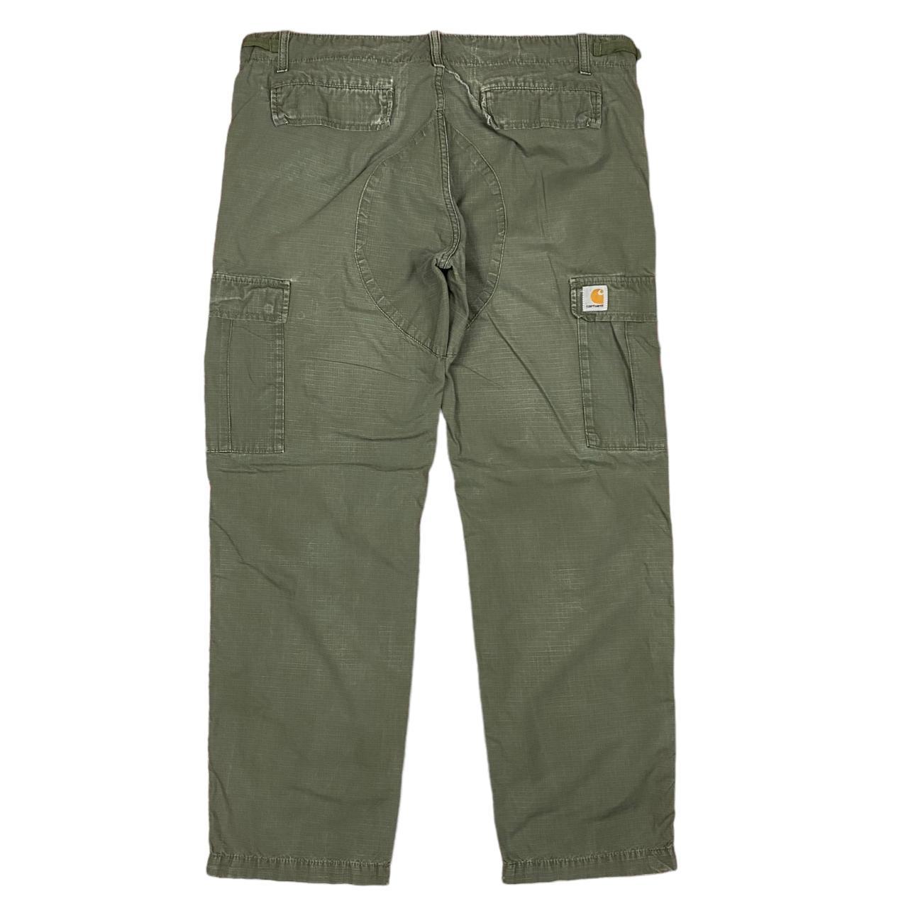 CARHARTT CARGO TROUSERS – 38W X 32L Vintage green... - Depop