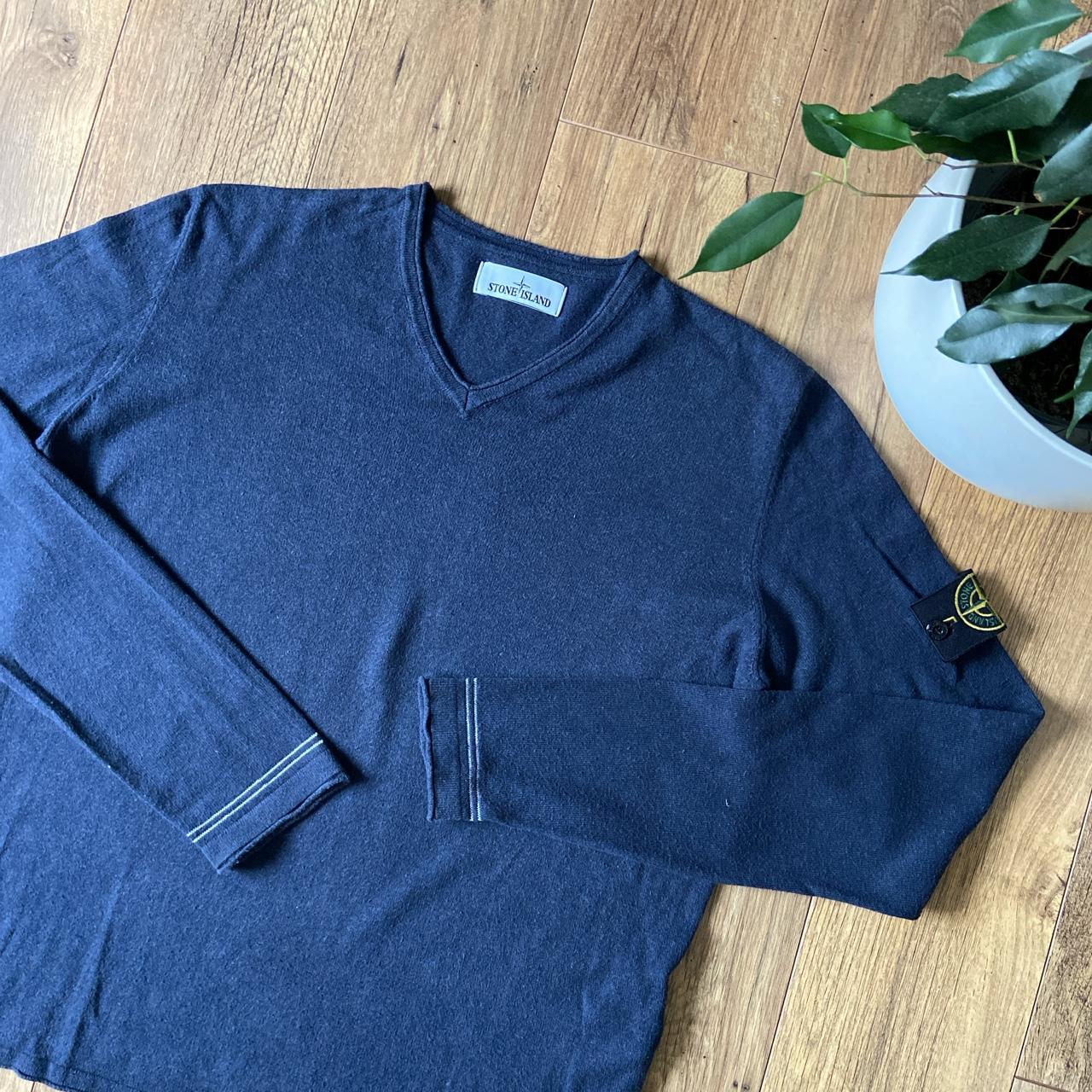 Stone Island Men's Navy and Grey Jumper Depop