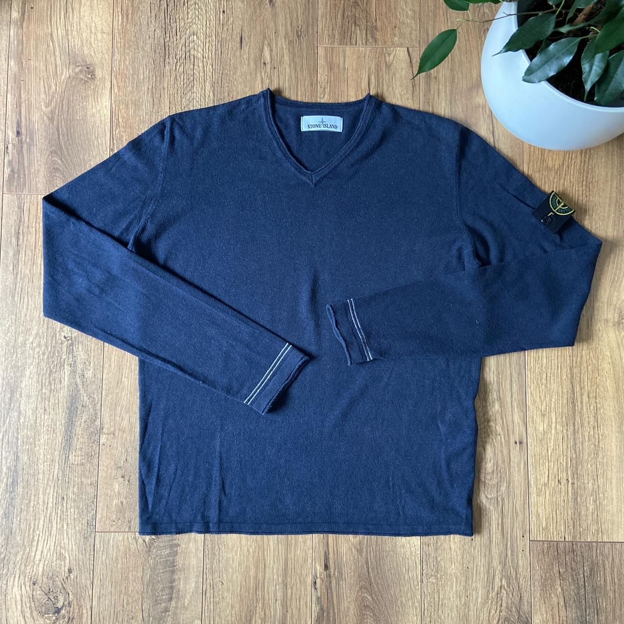Stone Island Men's Navy and Grey Jumper Depop