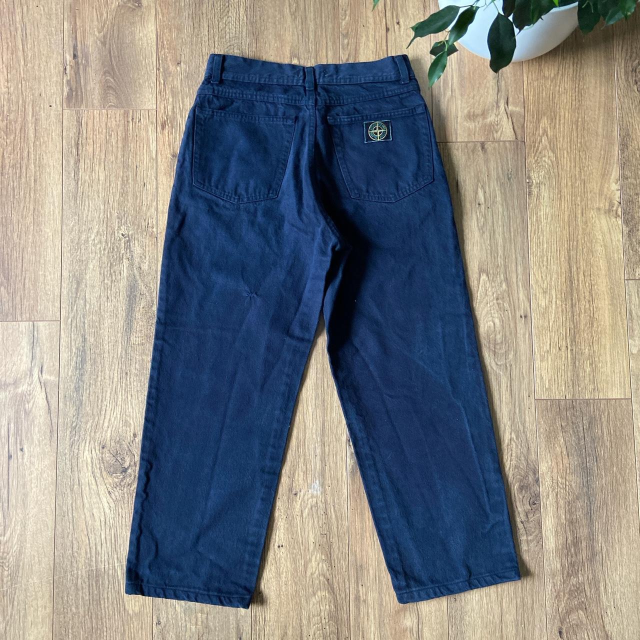 Stone Island Men's Navy and Black Jeans Depop