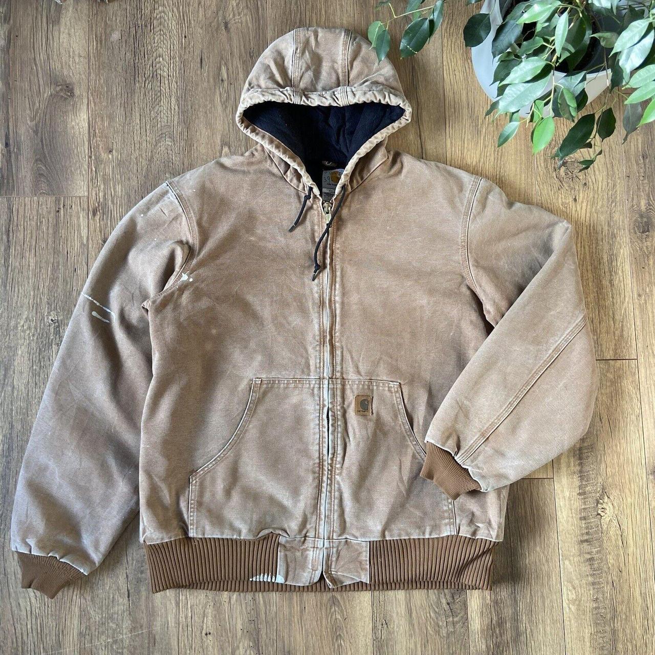 Vintage Carhartt Active Jacket 90s Size L Brown... - Depop