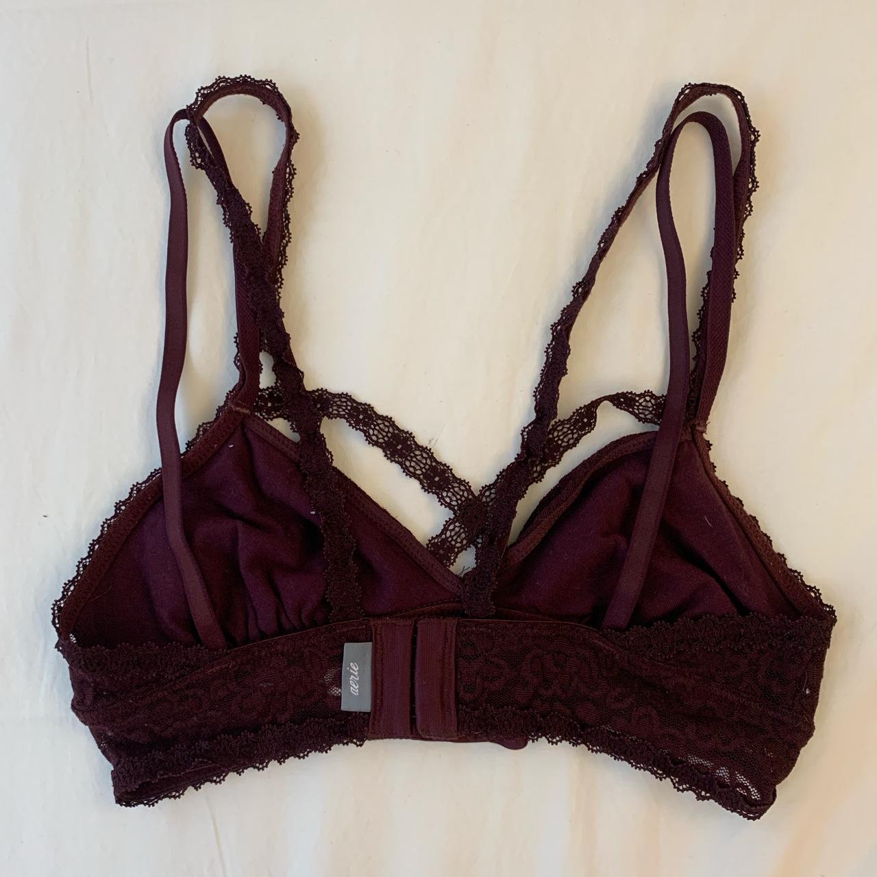 Aerie lace bralette in burgundy - Depop