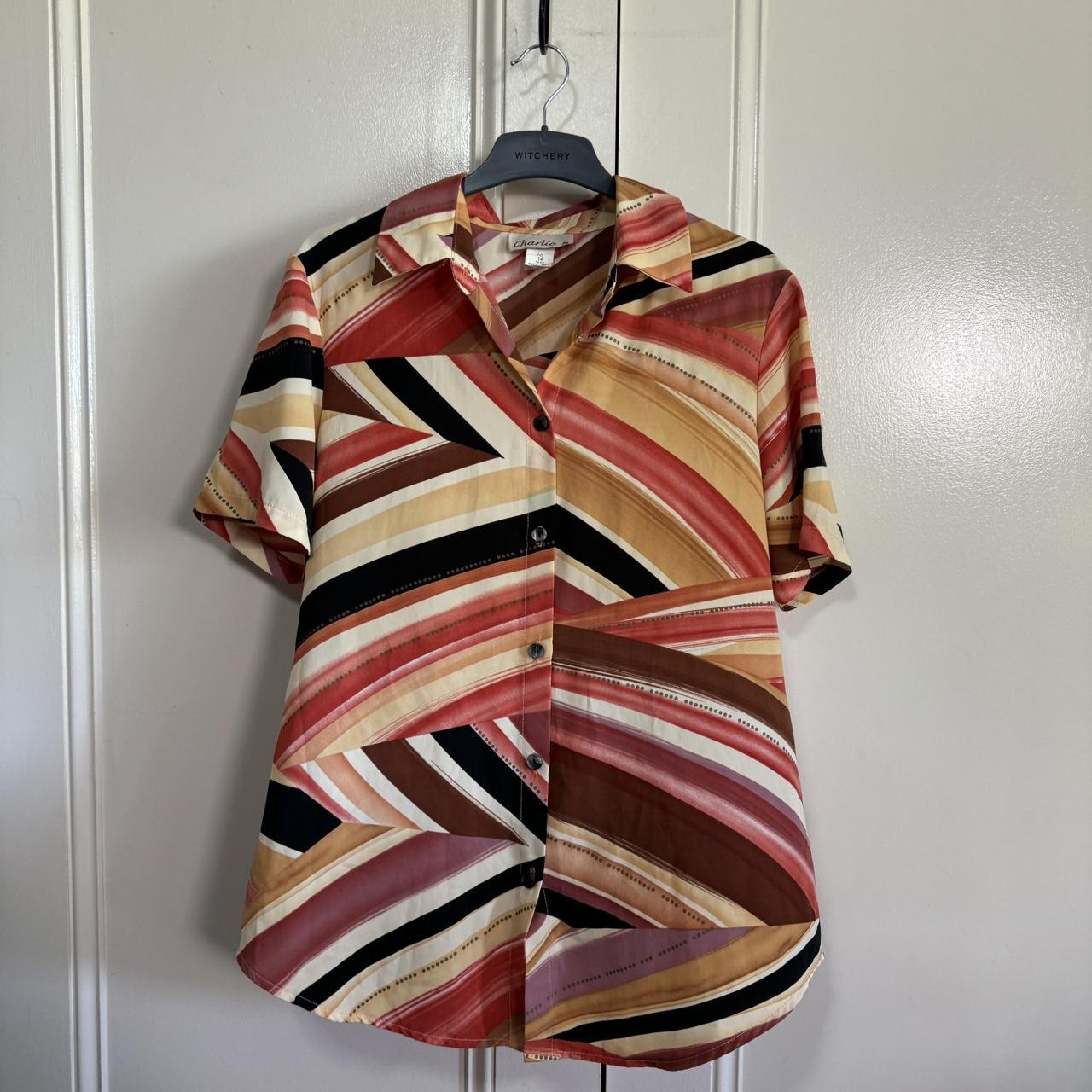 Vintage short sleeve button up shirt Fun pattern,... - Depop