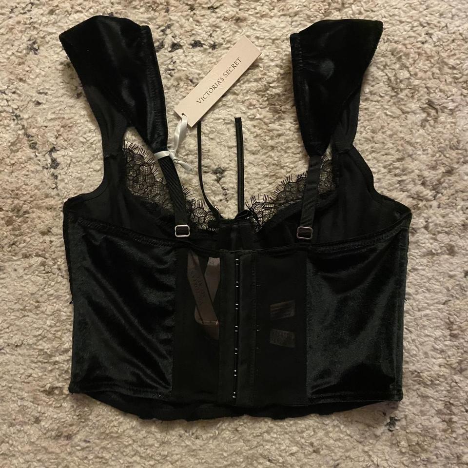 Victoria's Secret black velvet lace corset top. tag - Depop