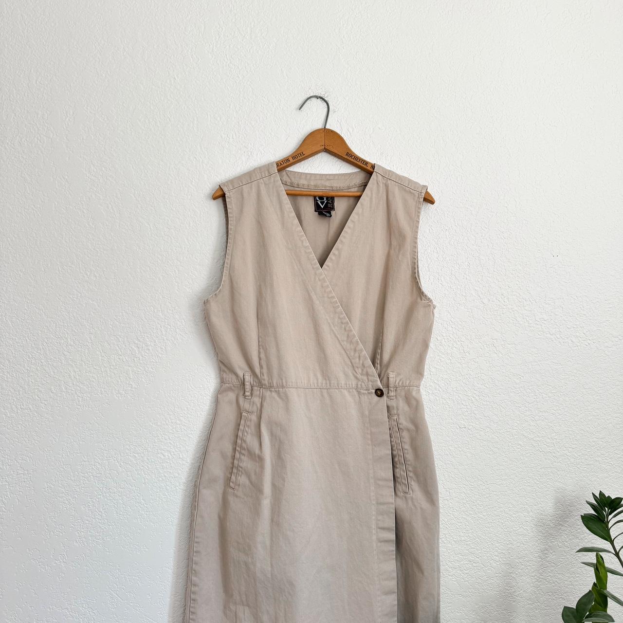 VTG neutral cotton wrap dress Size L Ptp-38\