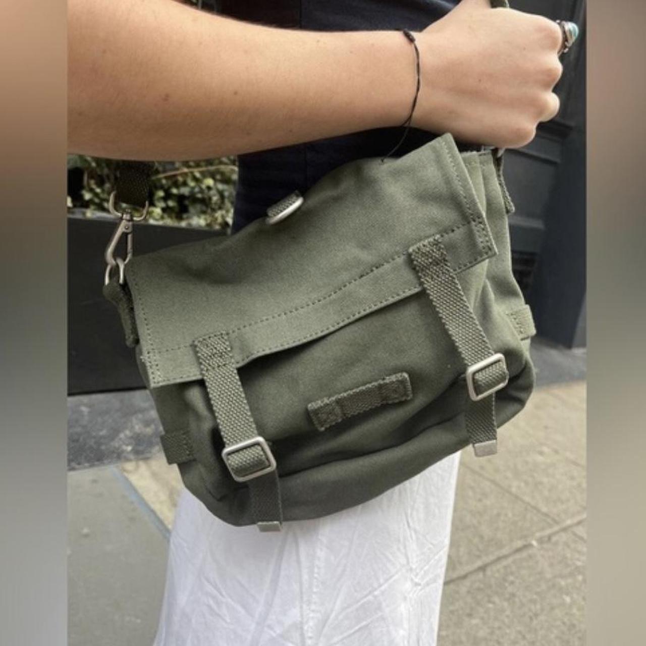 brandy melville army green messenger bag... Depop