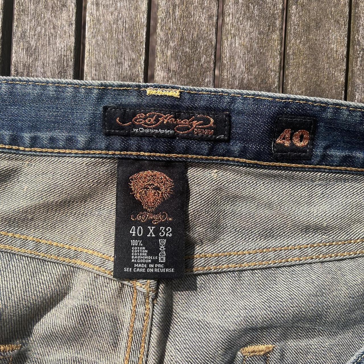 Huge baggy Ed hardy jeans , can be worn as 32/34... - Depop