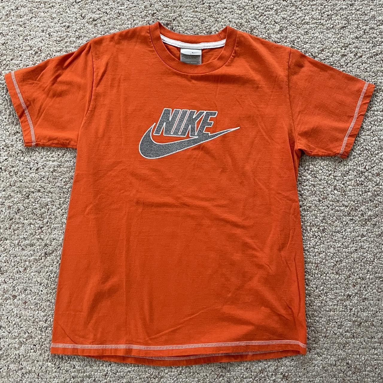 Nike Men's Orange and Grey T-shirt | Depop