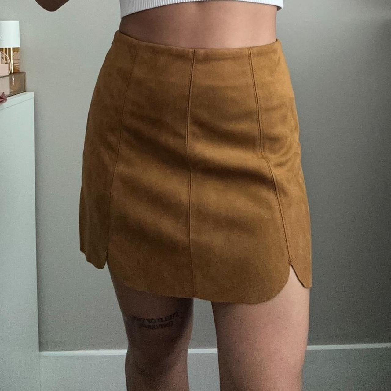 Pull&bear Vintage suede skirt Euro S 4'11, 107lbs,... - Depop