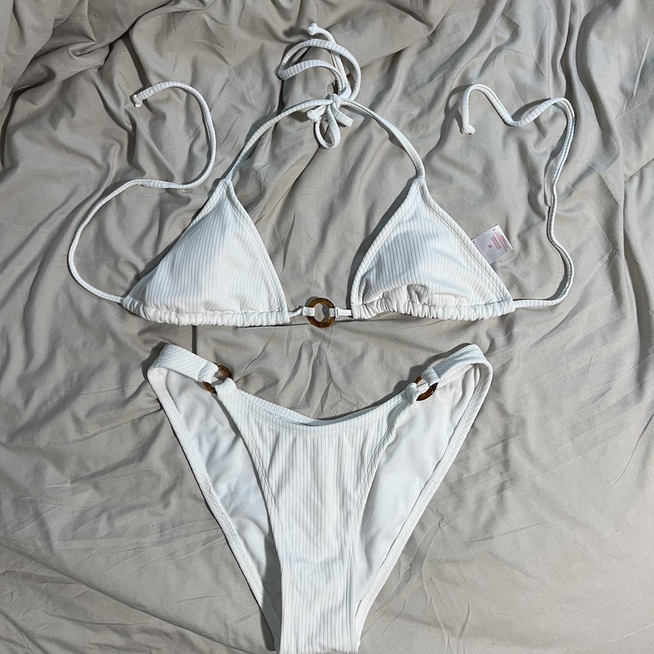 Target White Ring Ribbed Bikini Bathing Suit... - Depop