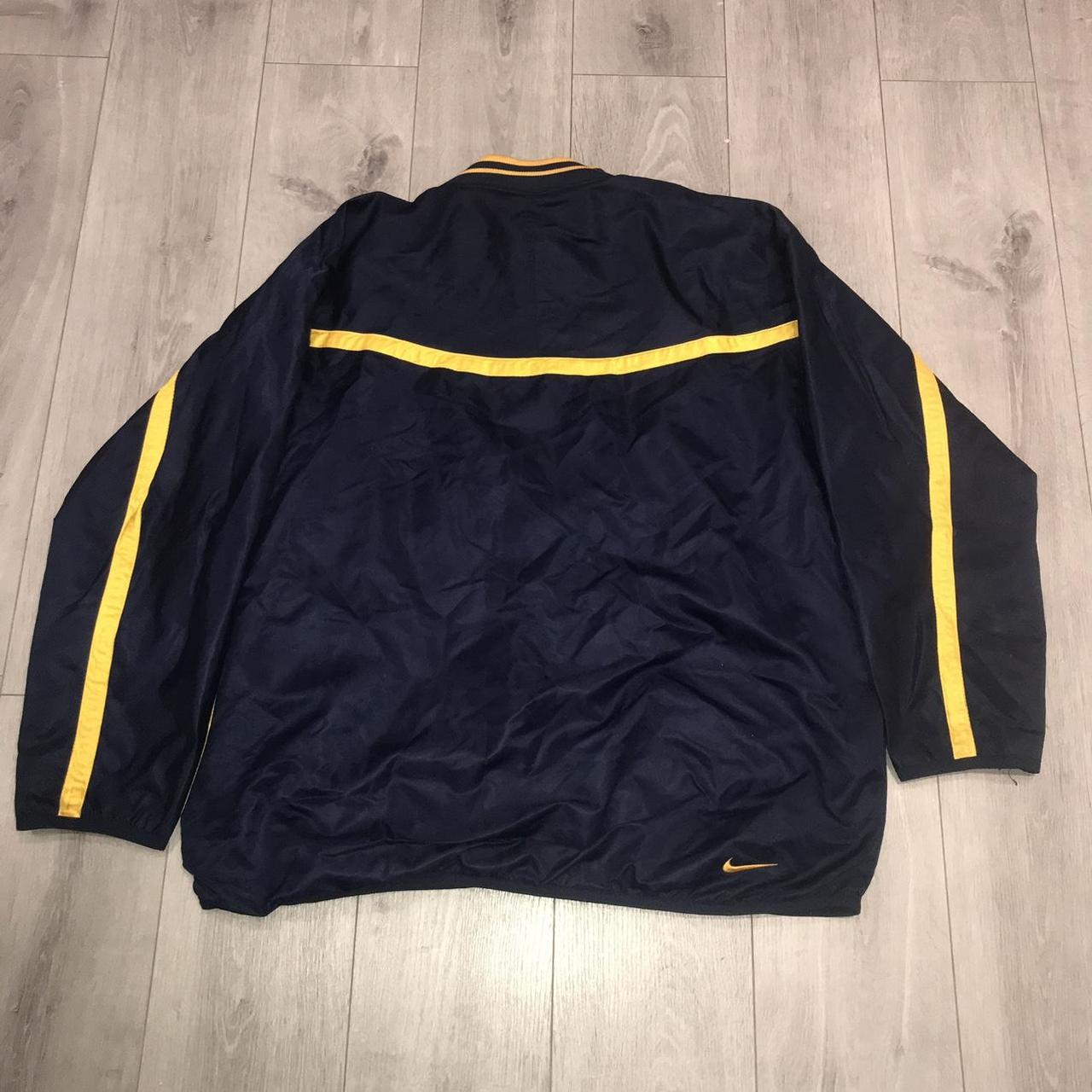 NIKE Leather Varsity Jacket Navy&Yellow