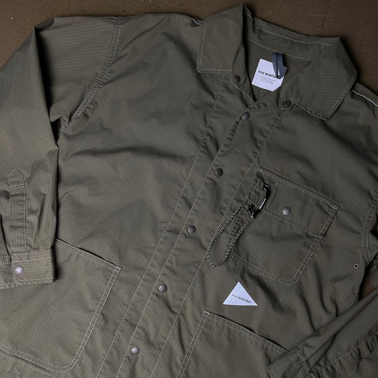 AND WANDER KHAKI UTILITY LONG SLEEVE BUTTON UP SIZE L - Depop