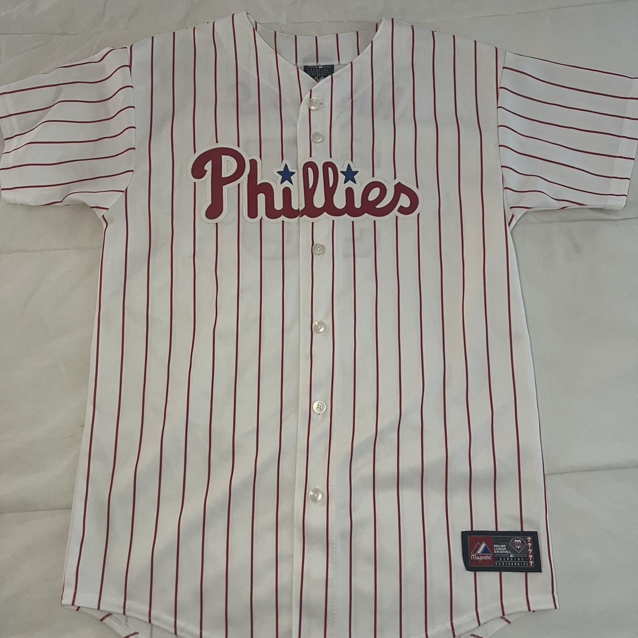 Phillies Button Up Jersey Red & white In - Depop