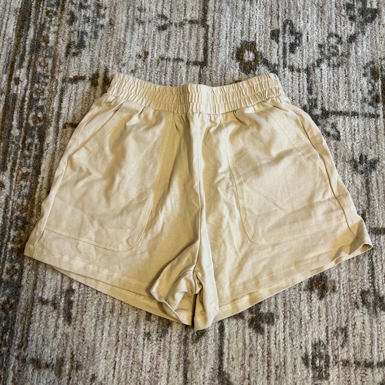 Women's Cream and Yellow Shorts | Depop