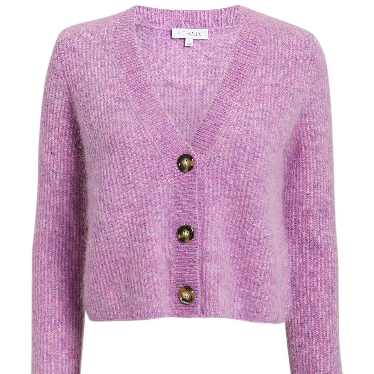 A.L.C Women's Pink and Purple Cardigan | Depop