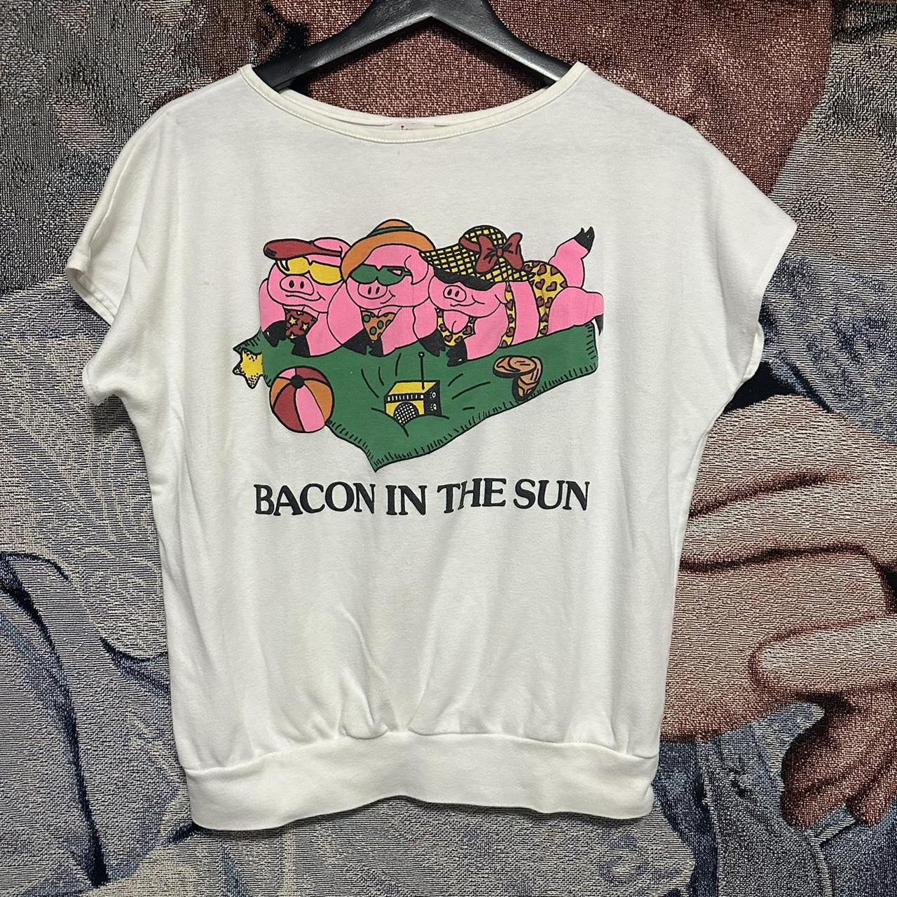 BACON Women's White and Pink T-shirt