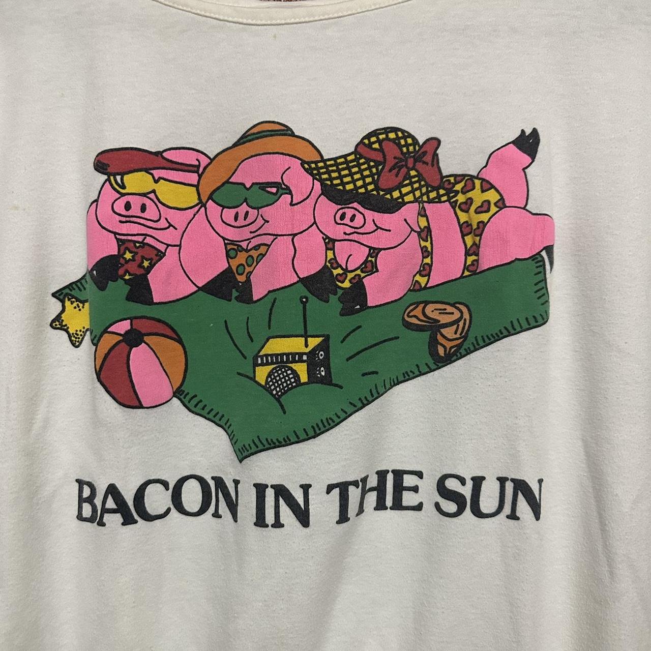 BACON Women's White and Pink T-shirt (2)