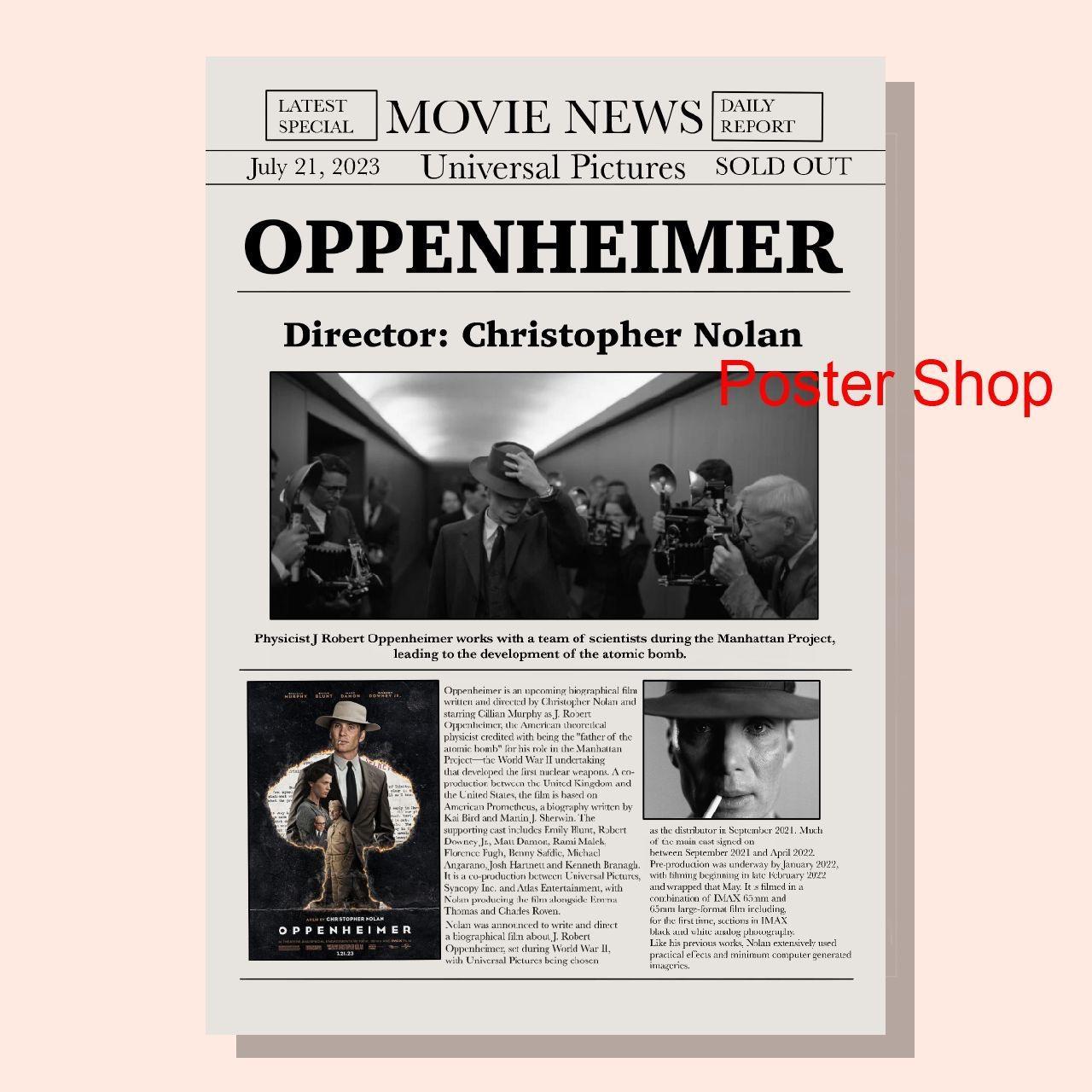 Oppenheimer Newspaper StylePoster Size: A4 Printed... - Depop