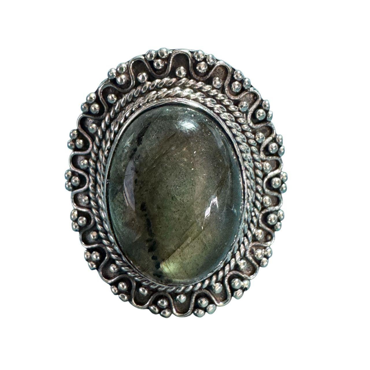 Source Unknown Women's Ring - Silver/Green – Vint… - image 2