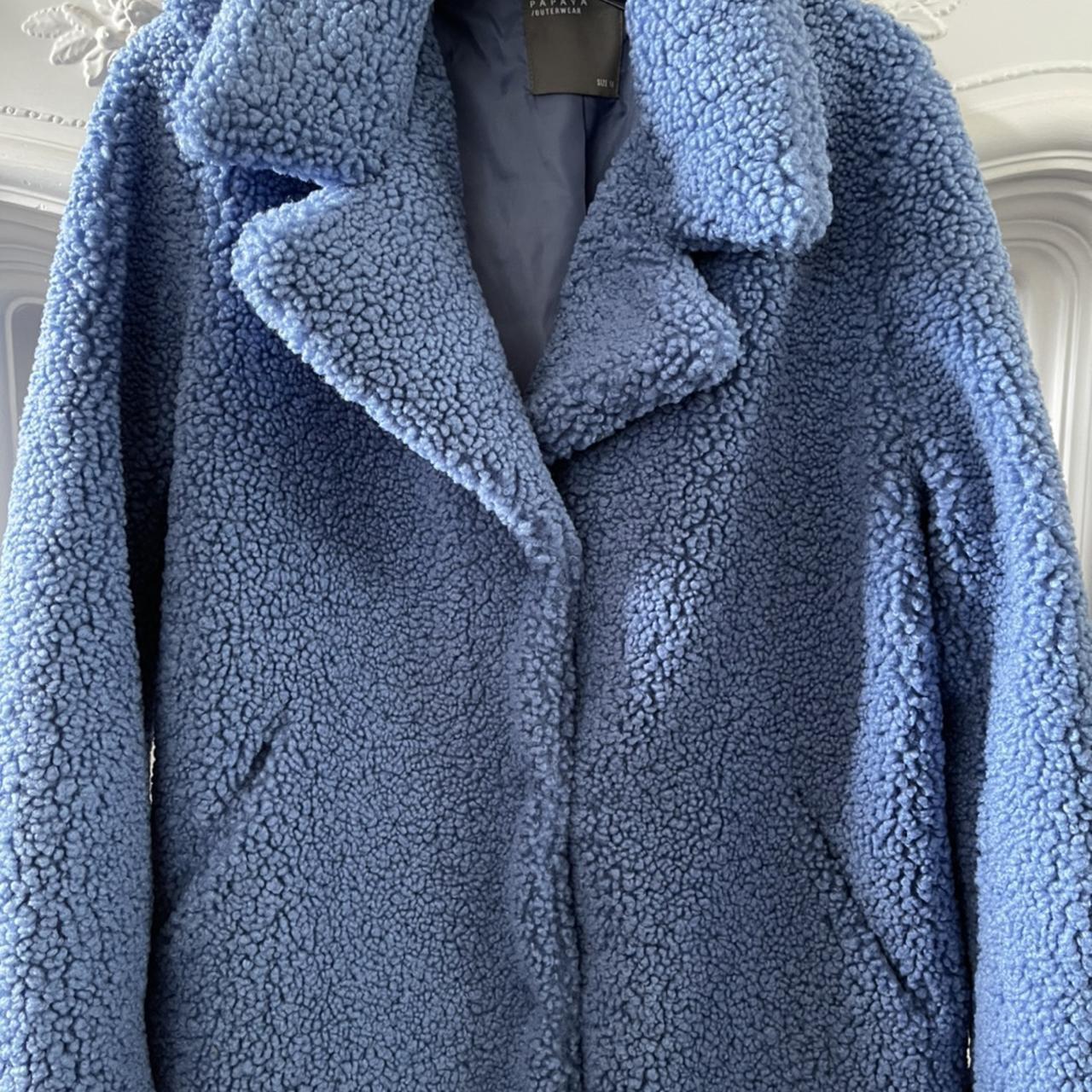 Gorgeous periwinkle blue teddy bear coat. Popper... - Depop
