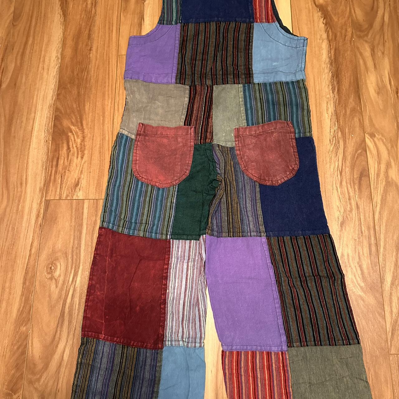 Women's Overalls - Multi - M – Boho Patchwork Cot… - image 4