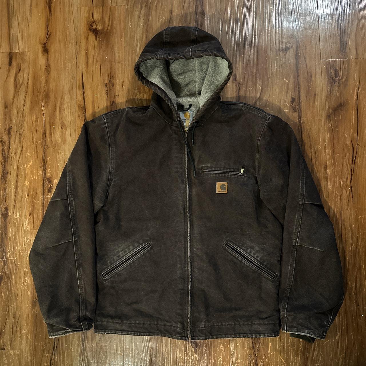 vintage carhartt jacket brown colorway this jacket... - Depop