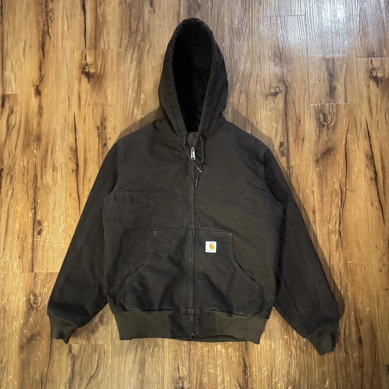 vintage carhartt jacket dark brown... - Depop