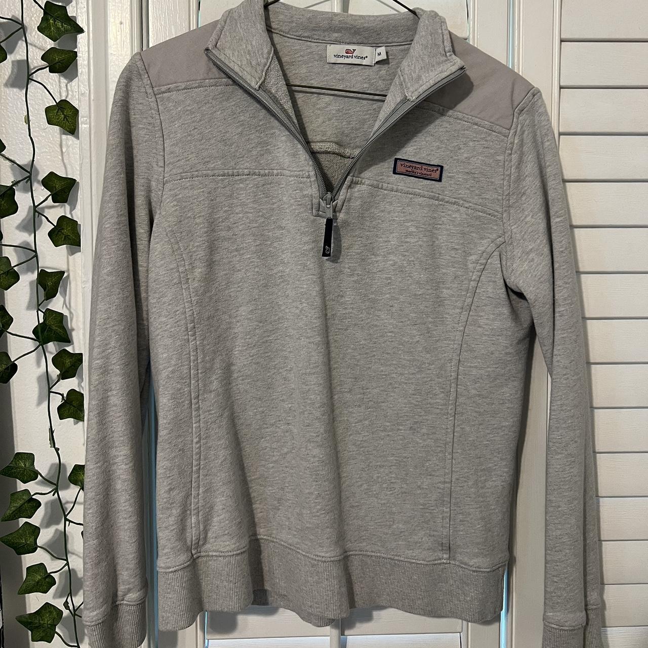 Light grey Vineyard Vines zip up pull over •Lightly... - Depop