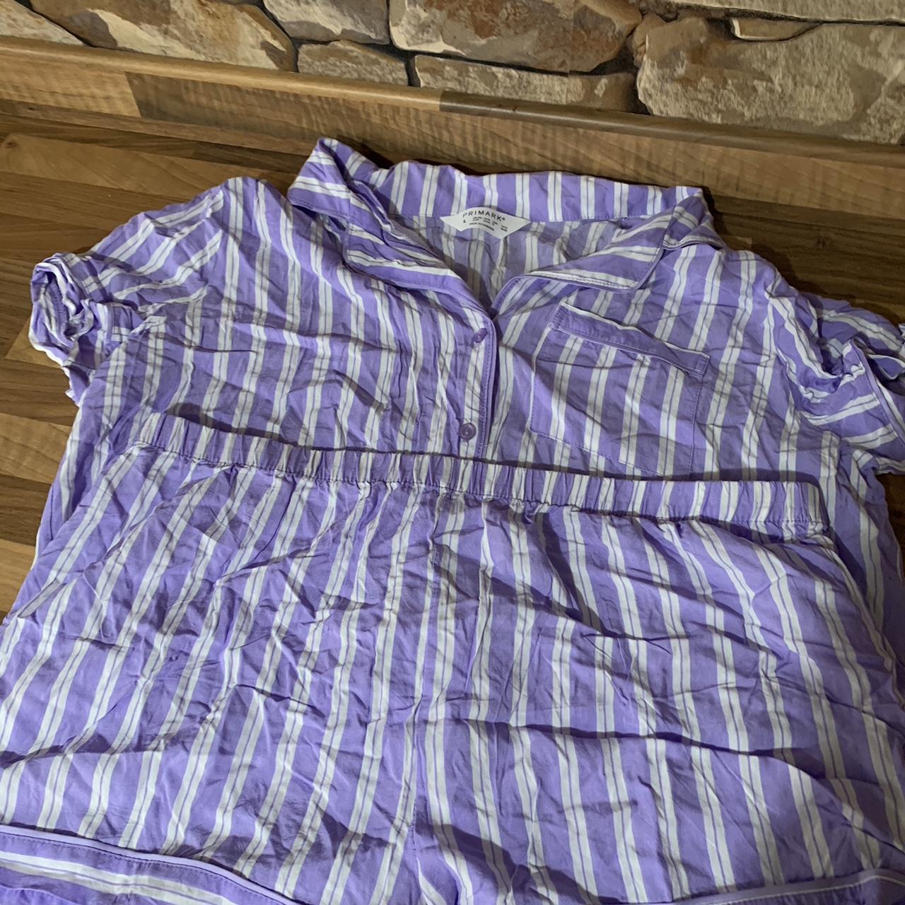 Purple and white stripes pj set can be washed and... - Depop