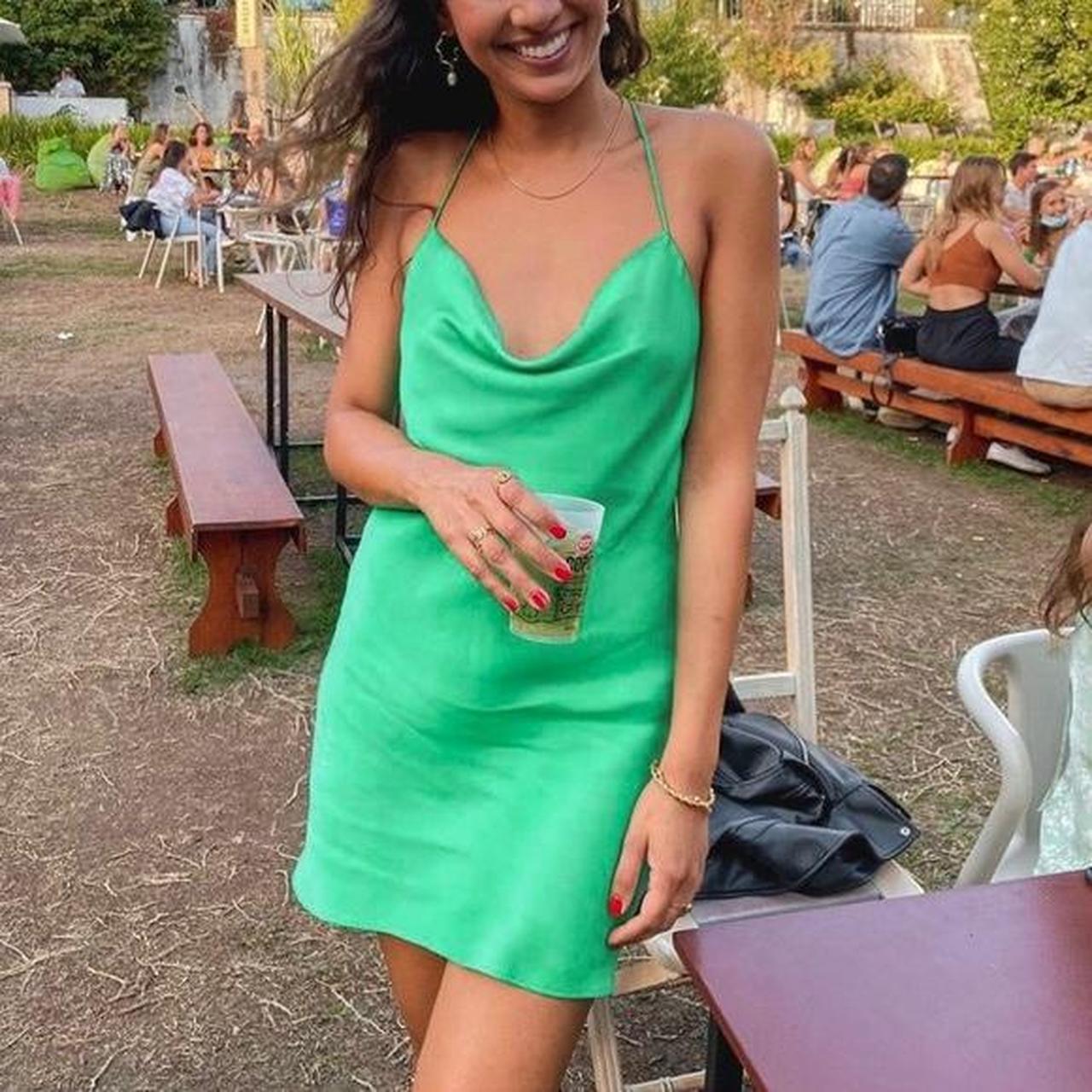 Zara Women's Green Dress Depop
