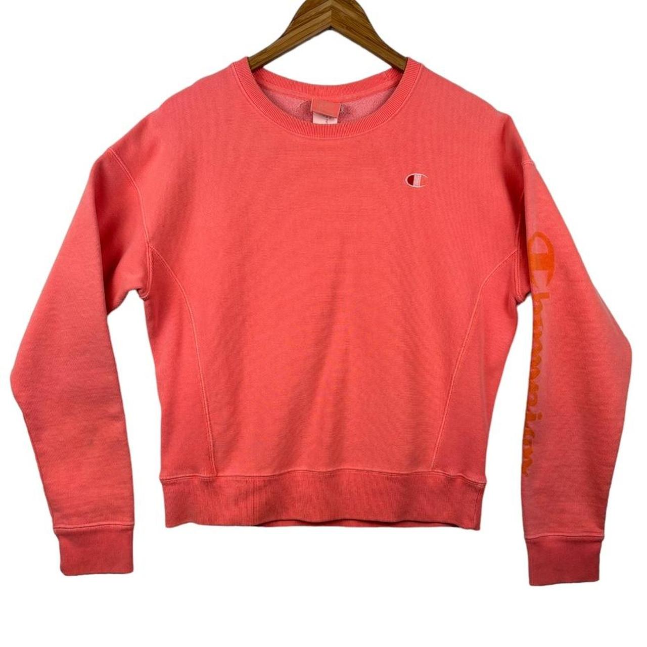 Champion Reverse Weave Coral Crew Neck Sweatshirt. Depop