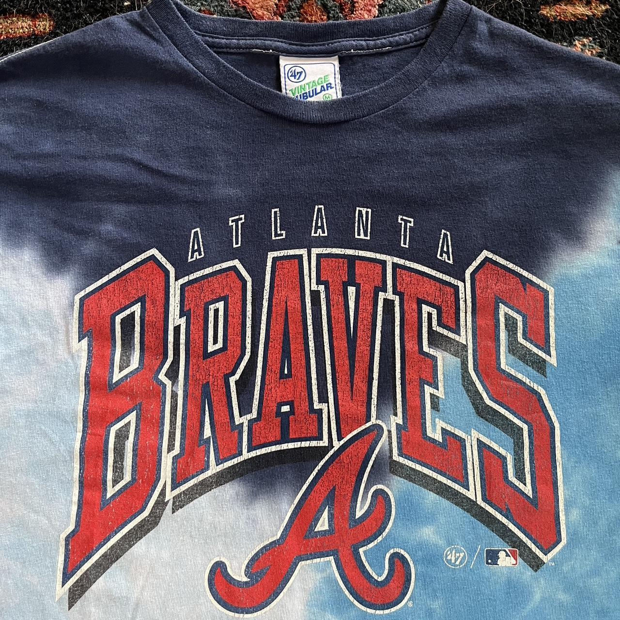 Atlanta Braves Blue Tie Dye Tee Shirt Tagged - Depop