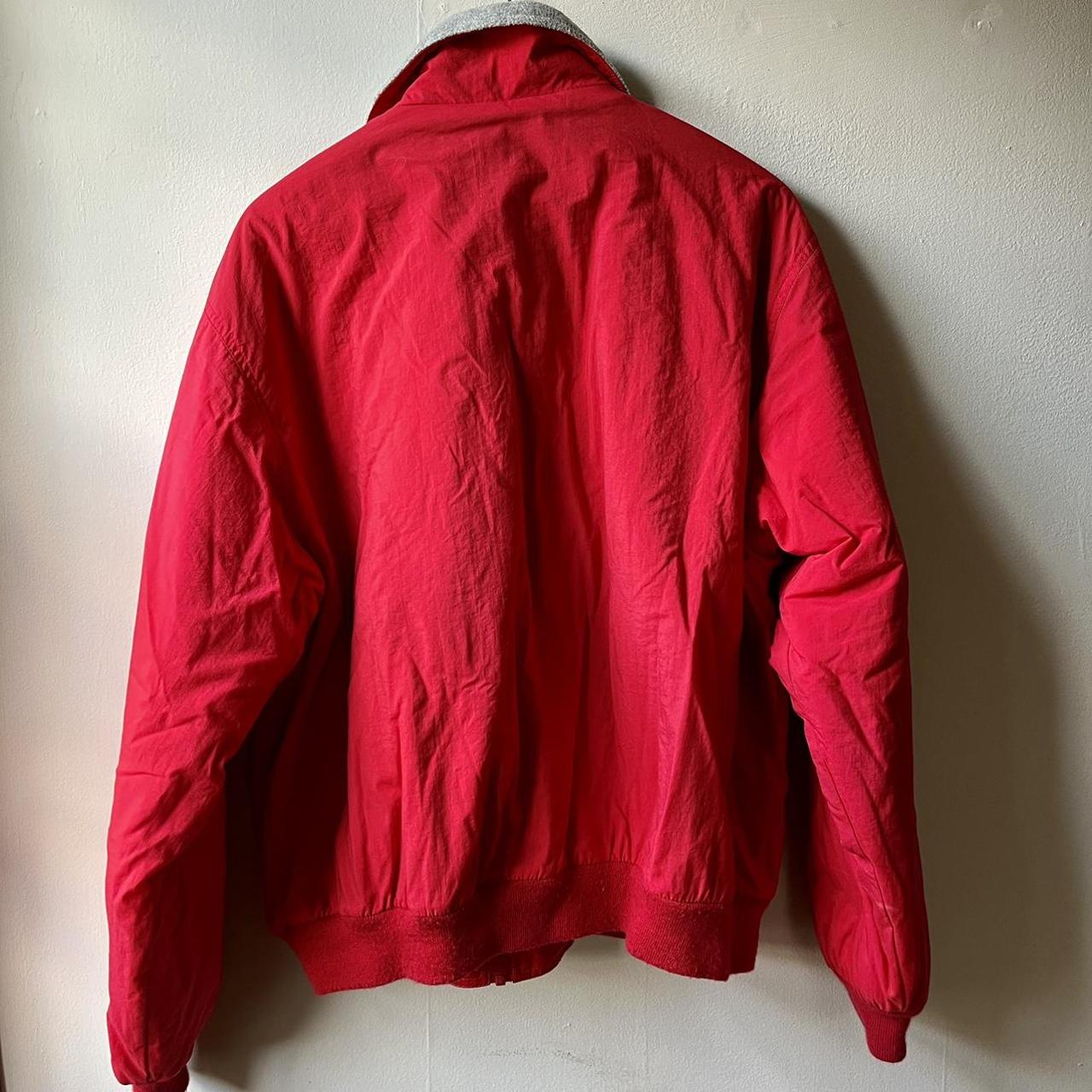 Vintage Eddie Bauer Red Bomber Coat with Fleece... - Depop