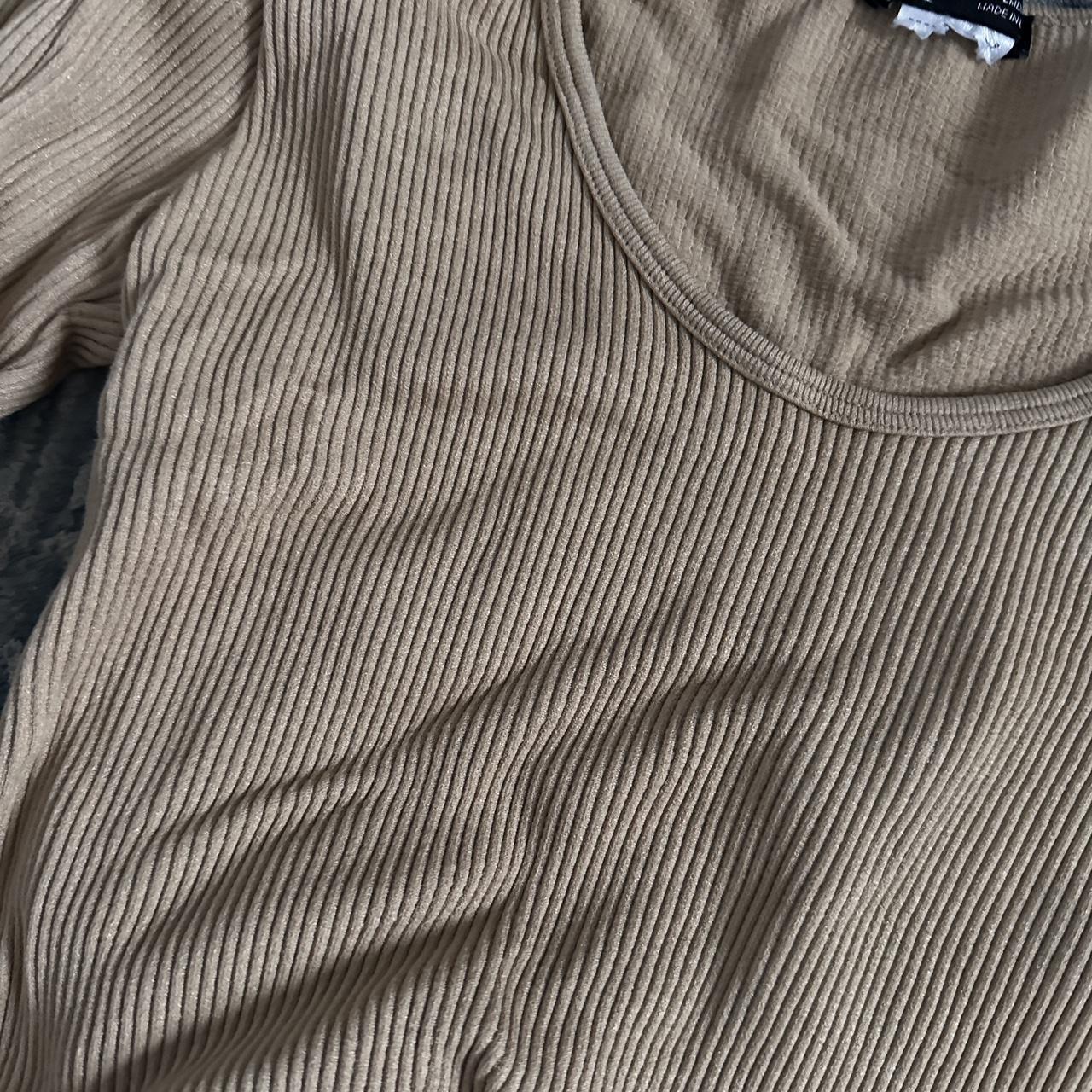 brown tan zara ribbed tight long sleeve - Depop