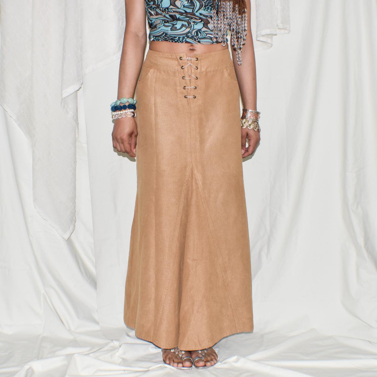 Faux suede shop maxi skirt