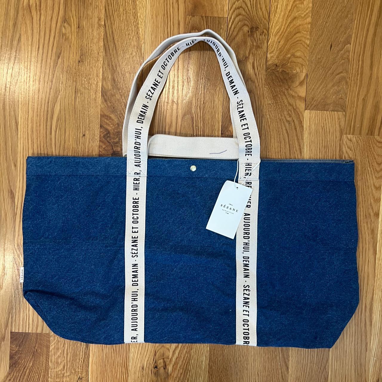 Sézane Women's Denim Bag Blue – Sezane cabas libre Service Tote