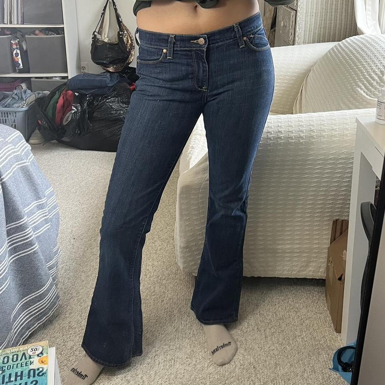 The Flirt dark wash bootcut jeans, Mid/low