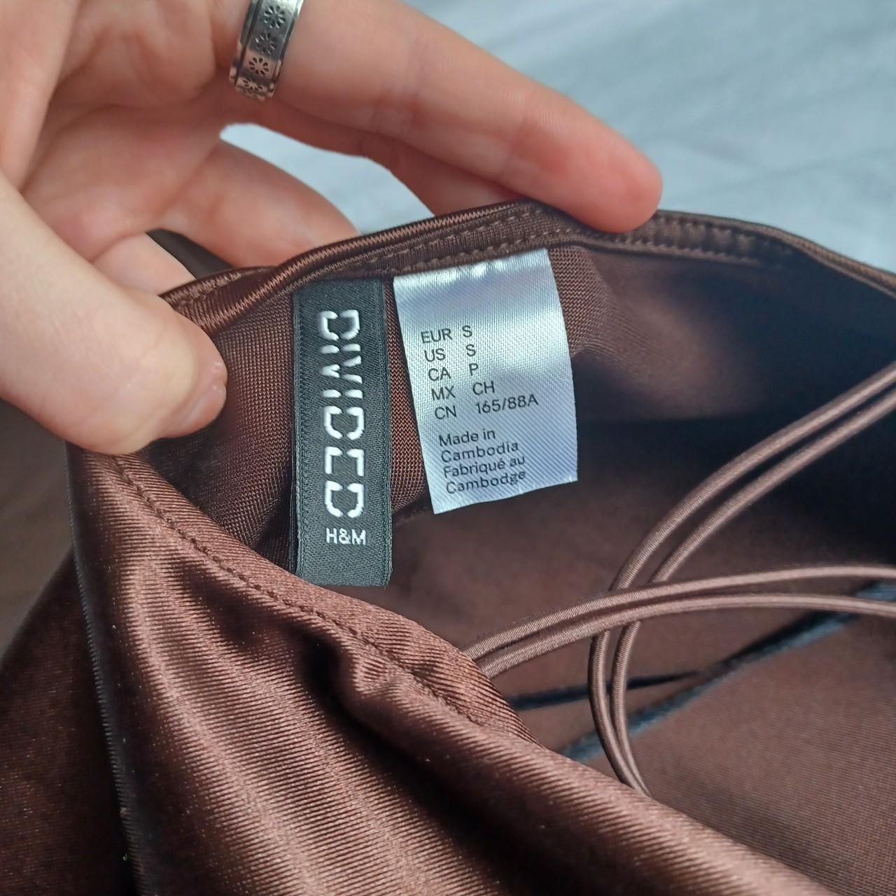 H&M Brown Mini Satin Dress Women's US size S Worn... Depop