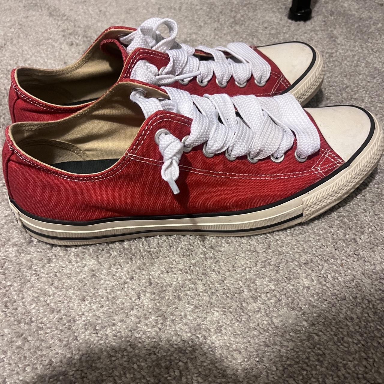 Jumbo lace red converse vintage size 10 #y2k #skater... - Depop