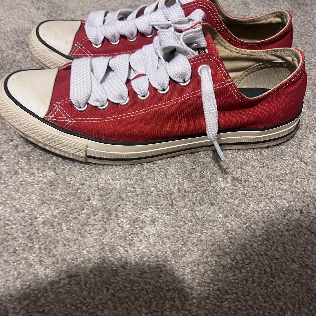 Jumbo lace red converse vintage size 10 #y2k #skater... - Depop