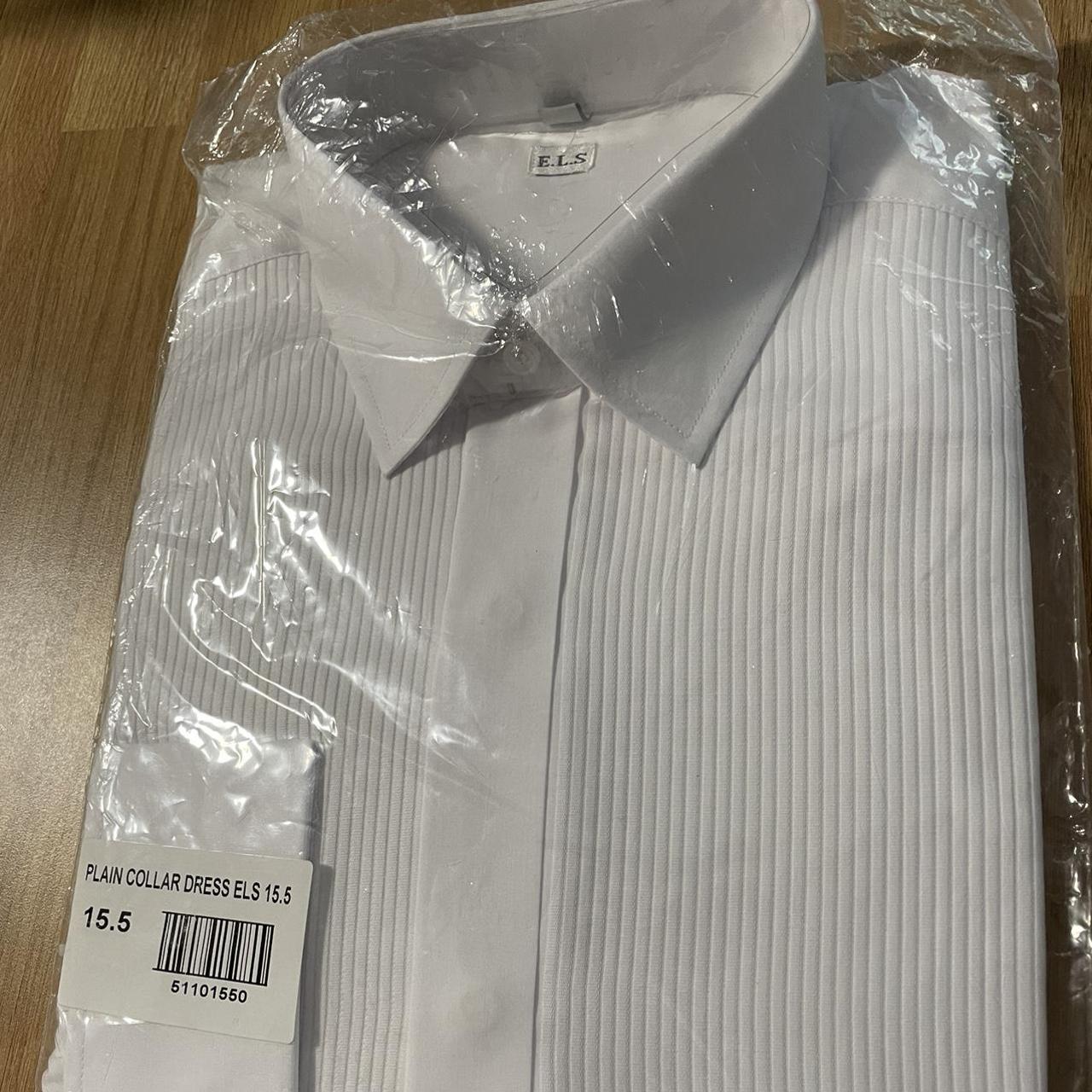 E.L.S PLAIN COLLAR LONG SLEEVE SHIRT BRAND NEW UK... - Depop